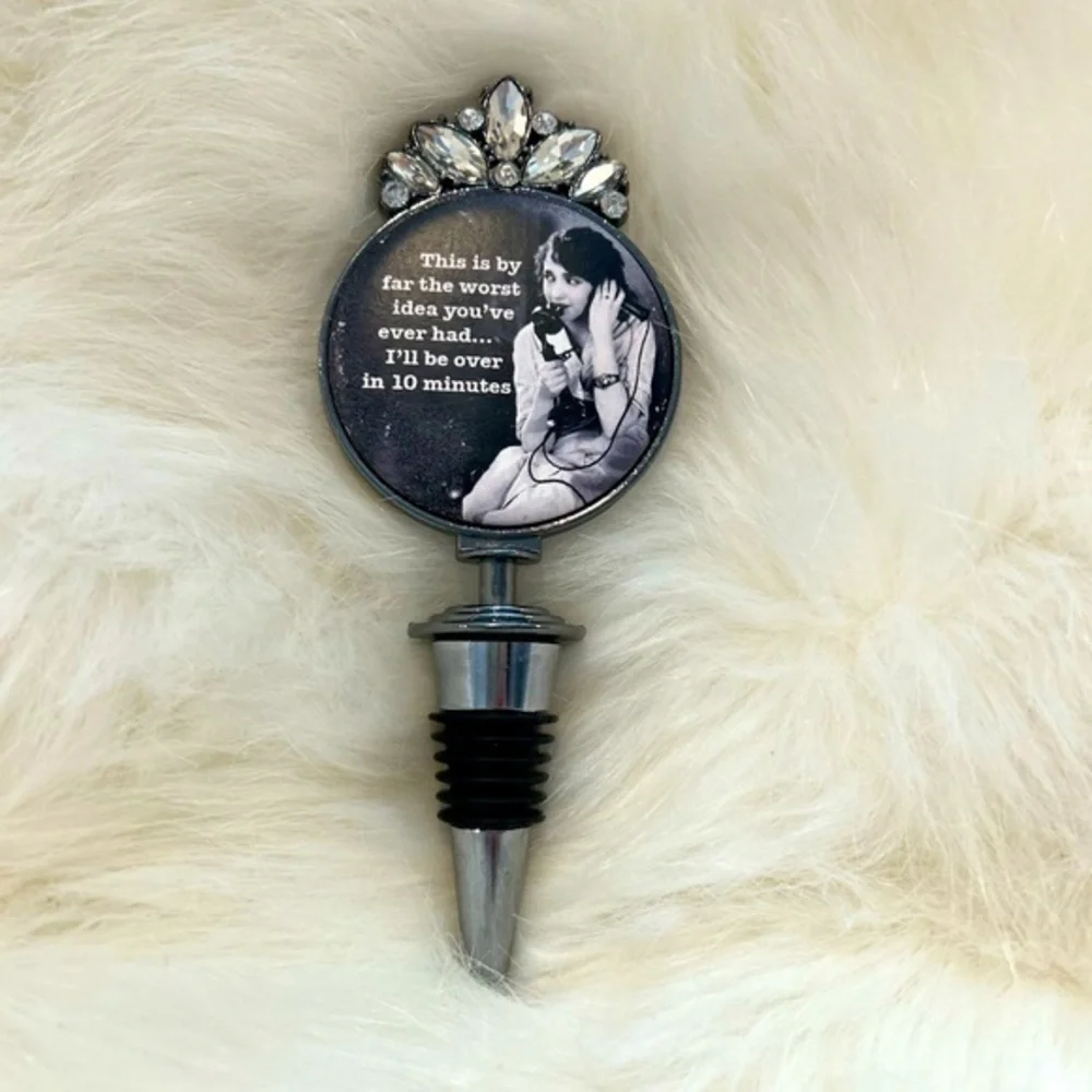 Funny elegant wine stopper with rhinestones